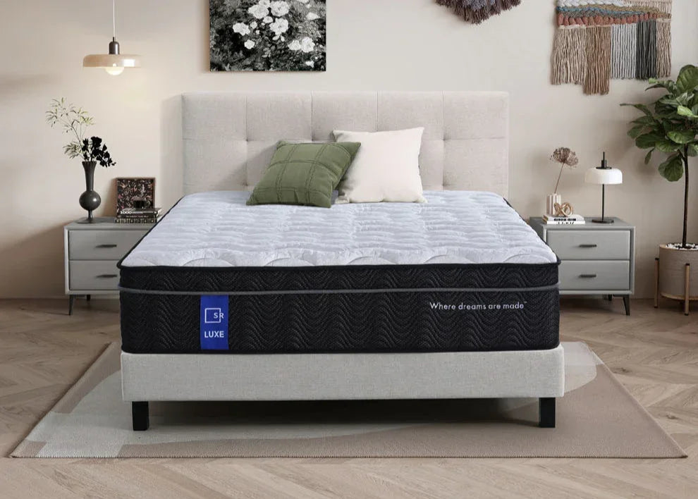 Sleep Firm mattress and Charcoal Bed Frame Ensemble