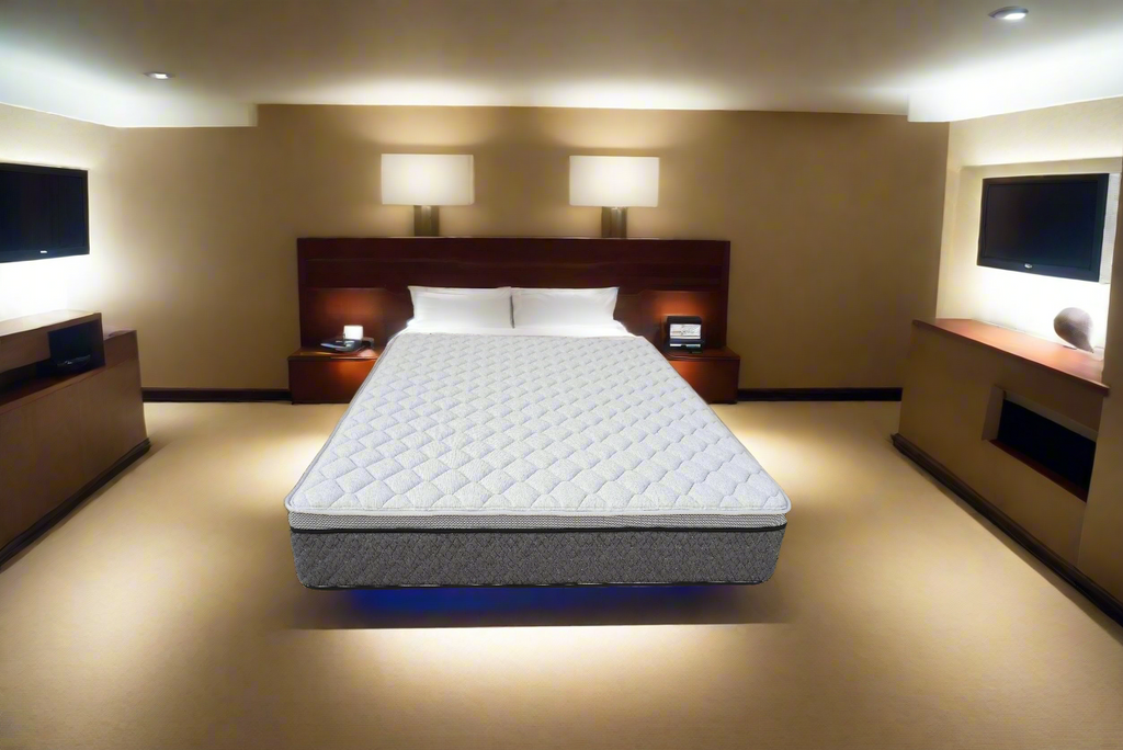 Sleep Firm Luxe mattress and Oatmeal Bed Frame Ensemble