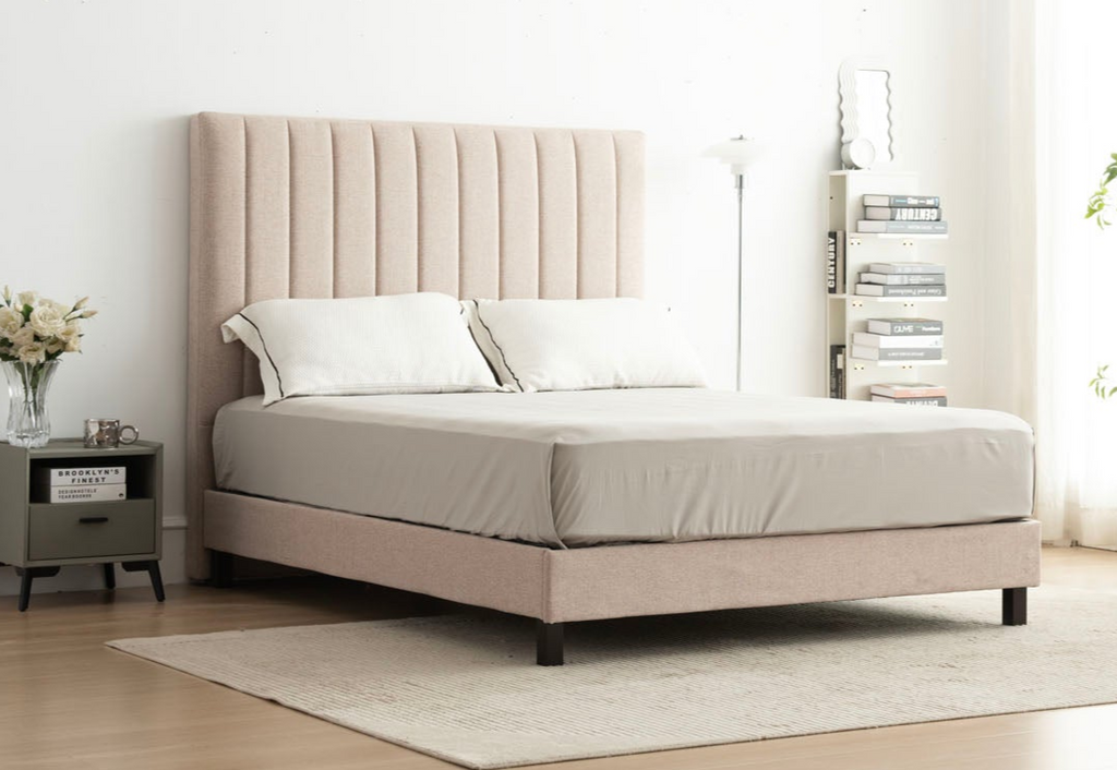 Sleep Firm Ultra mattress and Oatmeal Bed Frame Ensemble