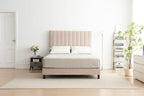Sleep Firm mattress and Oatmeal Bed Frame Ensemble