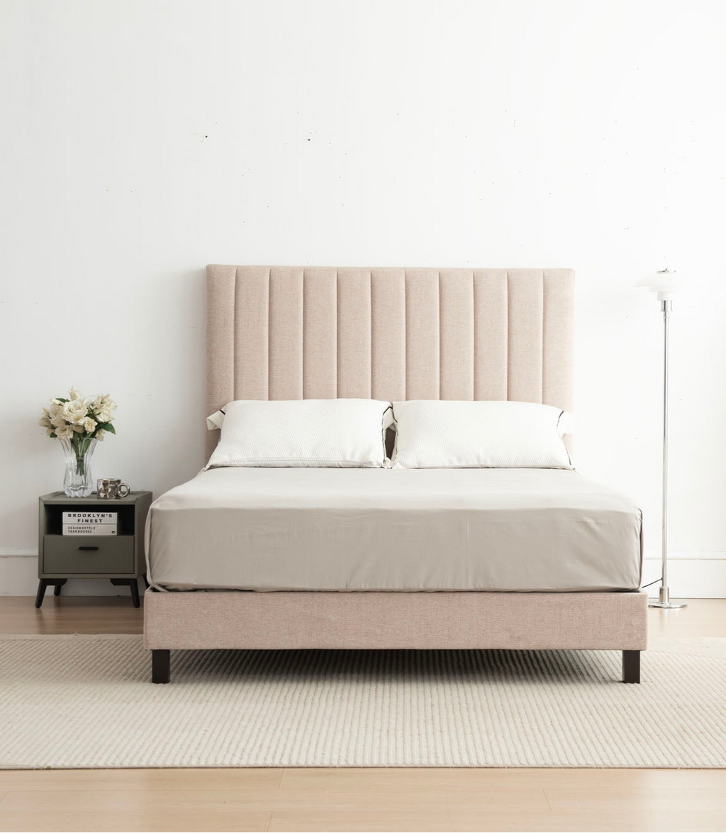 Sleep Firm Ultra mattress and Oatmeal Bed Frame Ensemble
